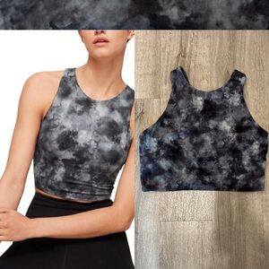 Athleta (M) Conscious Crop Bra A-C Halter Tank Smoke Tie Dye Print